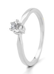 White gold solitair ring, 0.23 ct diamond, Groeibriljant