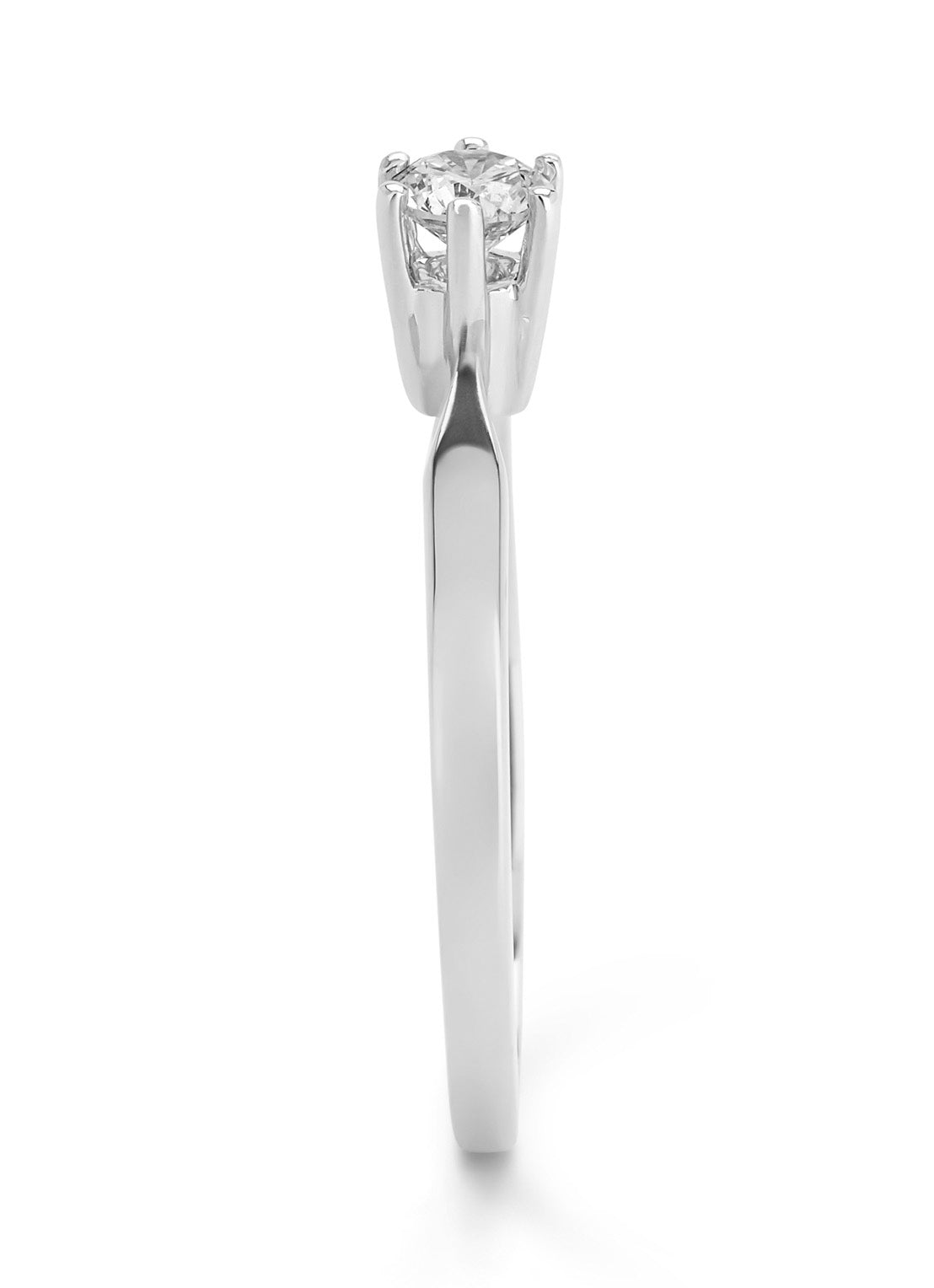 White gold solitair ring, 0.23 ct diamond, Groeibriljant