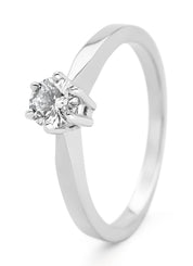 Witgouden solitairring, 0.46 ct diamant, Groeibriljant