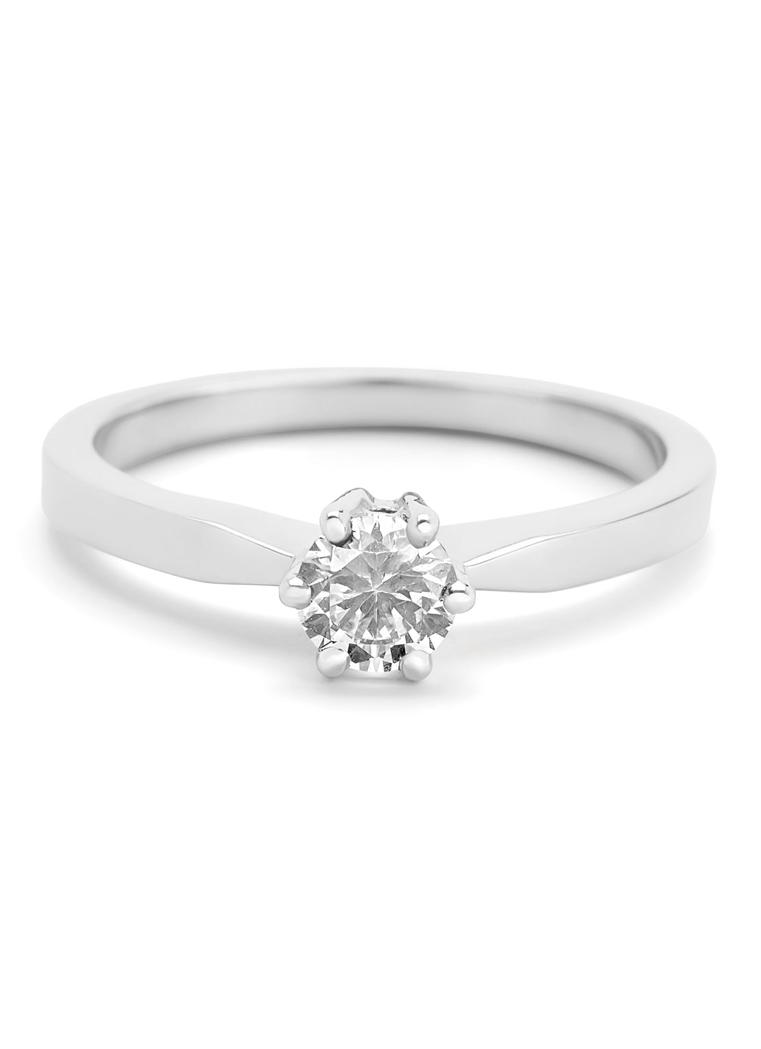 Witgouden solitairring, 0.46 ct diamant, Groeibriljant