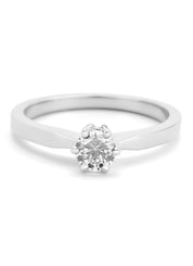 Witgouden solitairring, 0.46 ct diamant, Groeibriljant