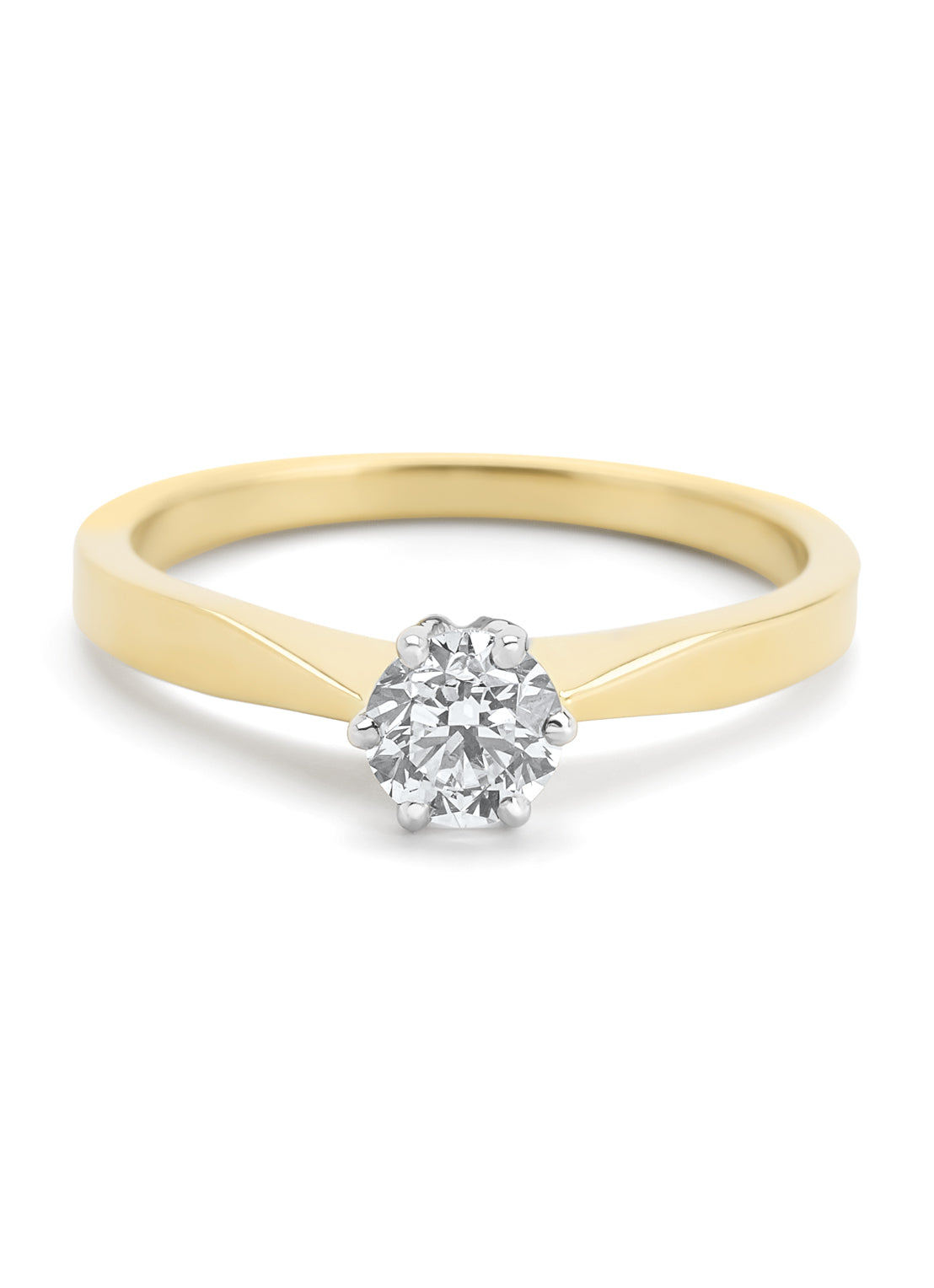 Geelgouden solitairring, 0.51 ct diamant, Groeibriljant