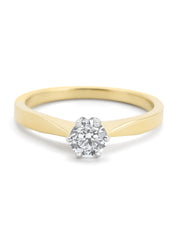 Geelgouden solitairring, 0.51 ct diamant, Groeibriljant