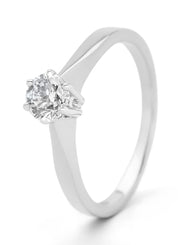 White gold solitair ring, 0.52 ct diamond, Groeibriljant
