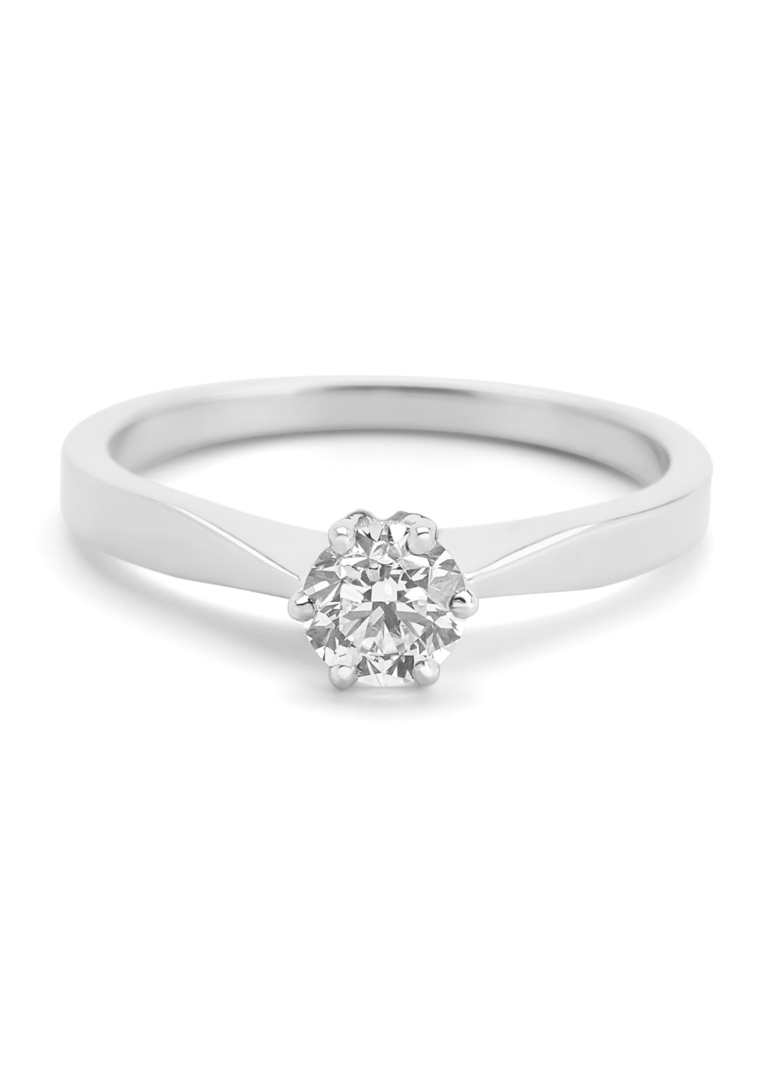 White gold solitair ring, 0.52 ct diamond, Groeibriljant