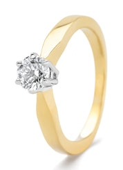 Geelgouden solitairring, 0.57 ct diamant, Groeibriljant