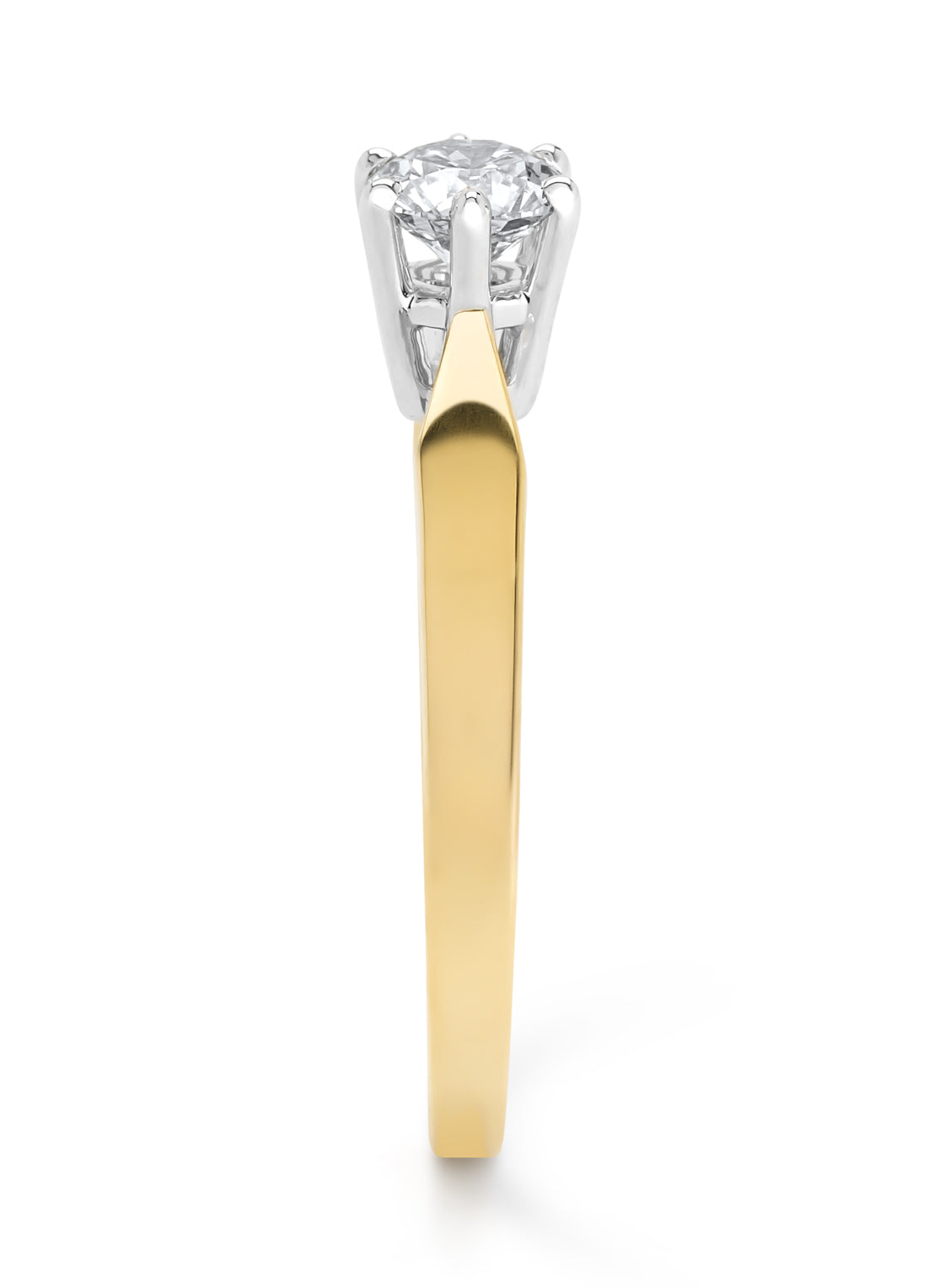 Geelgouden solitairring, 0.57 ct diamant, Groeibriljant