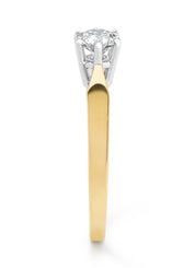 Geelgouden solitairring, 0.57 ct diamant, Groeibriljant