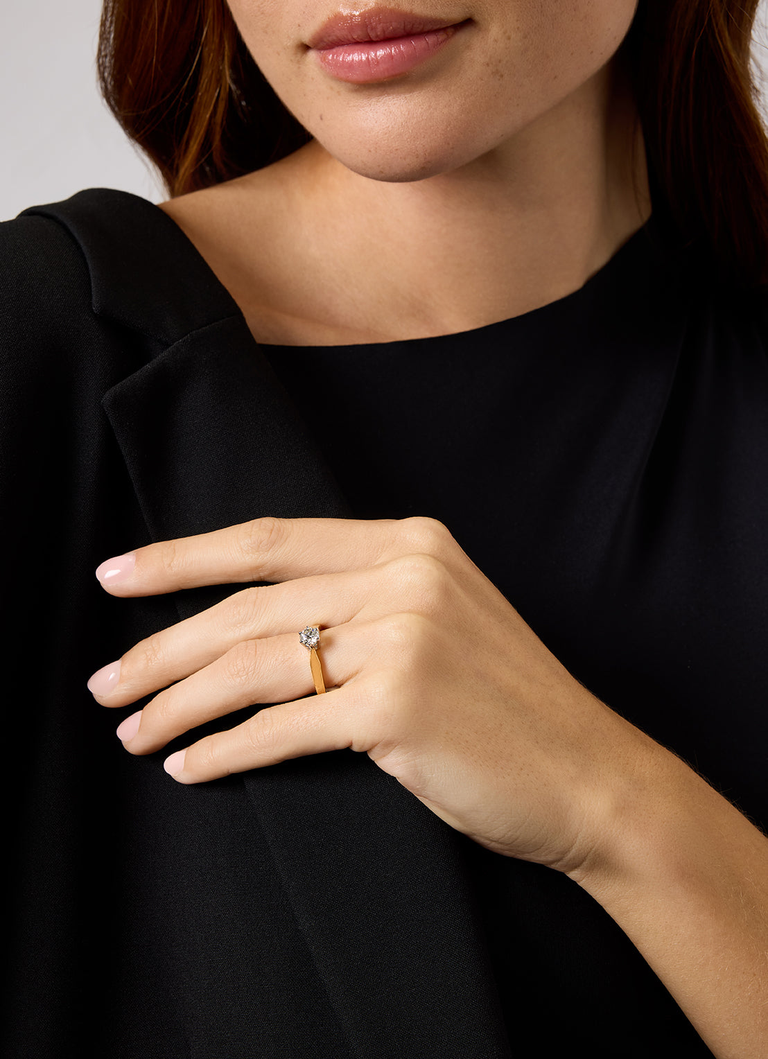 Geelgouden solitairring, 0.57 ct diamant, Groeibriljant