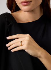 Geelgouden solitairring, 0.57 ct diamant, Groeibriljant