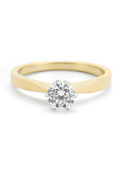 Geelgouden solitairring, 0.60 ct diamant, Groeibriljant