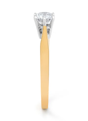 Geelgouden solitairring, 0.60 ct diamant, Groeibriljant