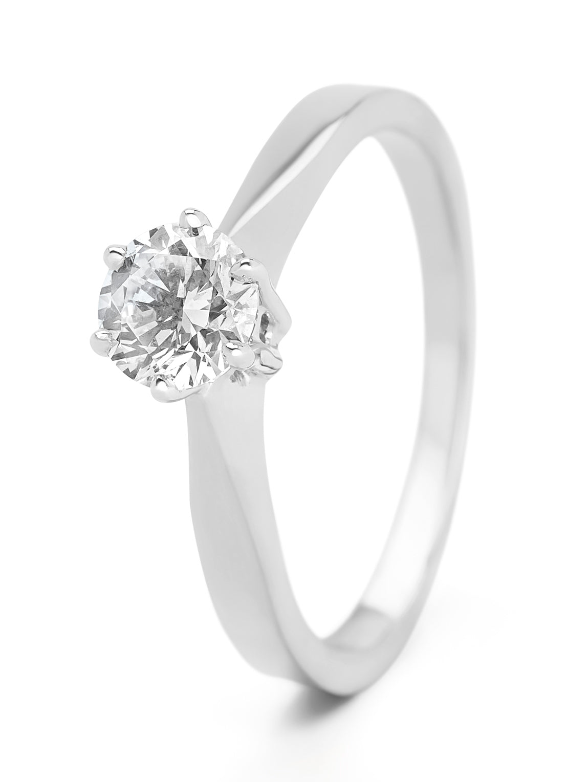 Witgouden solitairring, 0.63 ct diamant, Groeibriljant