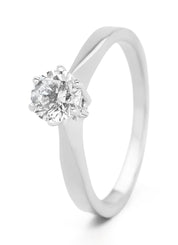 Witgouden solitairring, 0.63 ct diamant, Groeibriljant