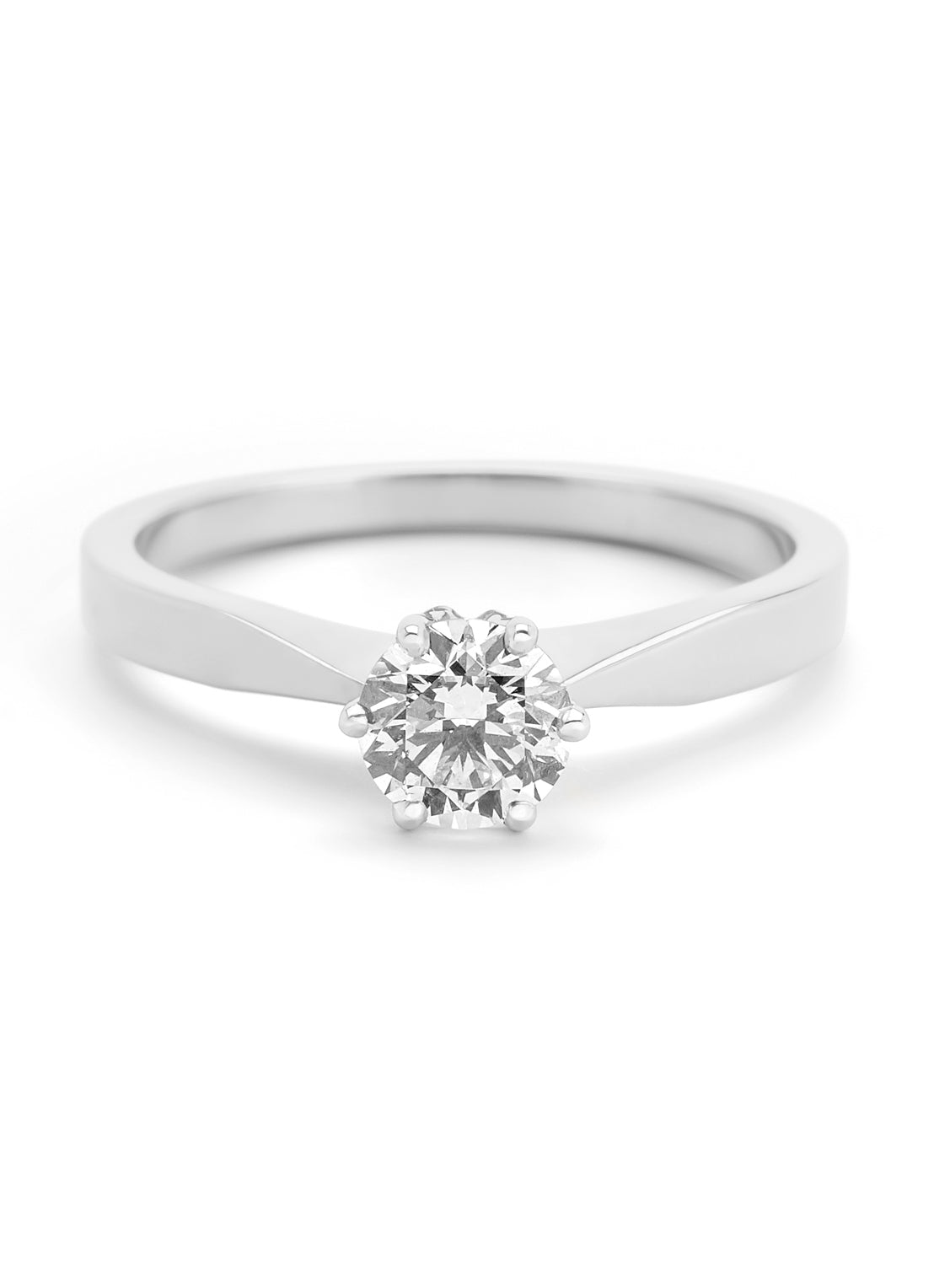 Witgouden solitairring, 0.63 ct diamant, Groeibriljant