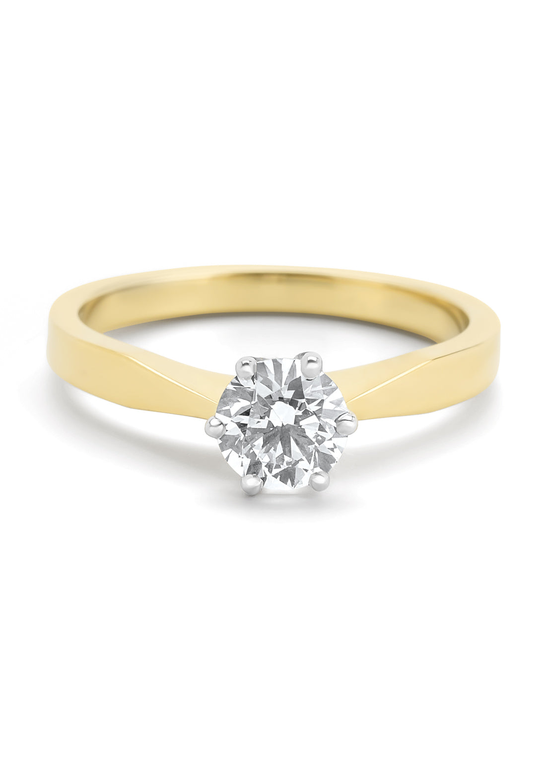 Geelgouden solitairring, 0.67 ct diamant, Groeibriljant