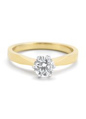 Geelgouden solitairring, 0.67 ct diamant, Groeibriljant