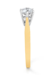 Geelgouden solitairring, 0.67 ct diamant, Groeibriljant