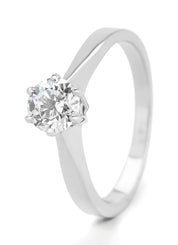 Witgouden solitairring, 0.69 ct diamant, Groeibriljant