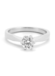 Witgouden solitairring, 0.69 ct diamant, Groeibriljant