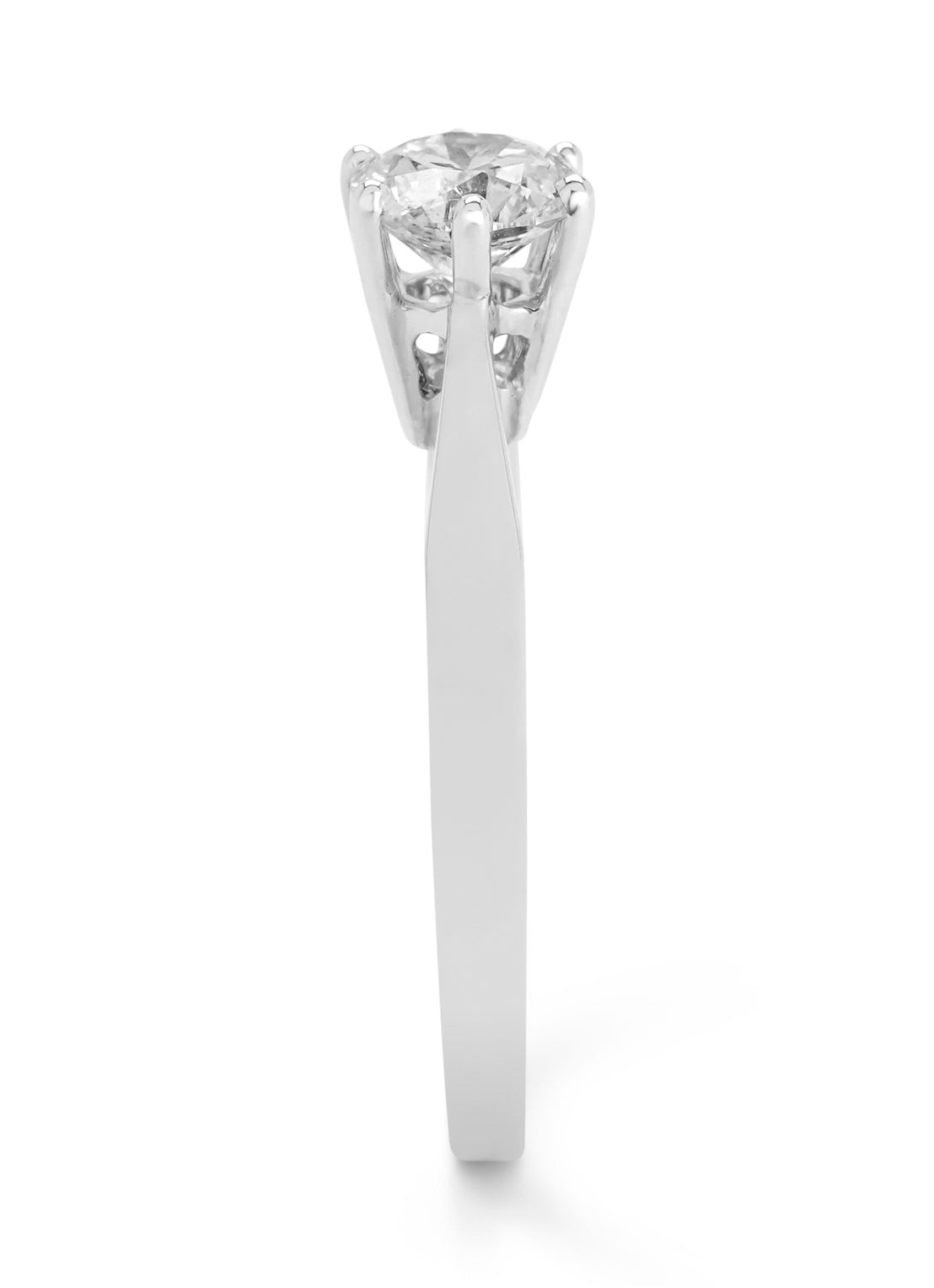 Witgouden solitairring, 0.69 ct diamant, Groeibriljant