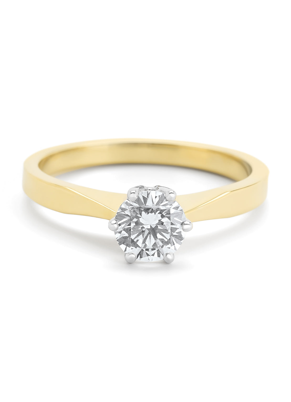 Geelgouden solitairring, 0.81 ct diamant, Groeibriljant