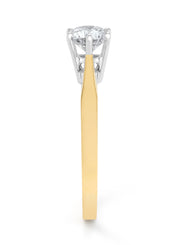 Geelgouden solitairring, 0.81 ct diamant, Groeibriljant
