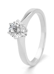 Witgouden solitairring, 0.85 ct diamant, Groeibriljant