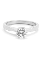 Witgouden solitairring, 0.85 ct diamant, Groeibriljant