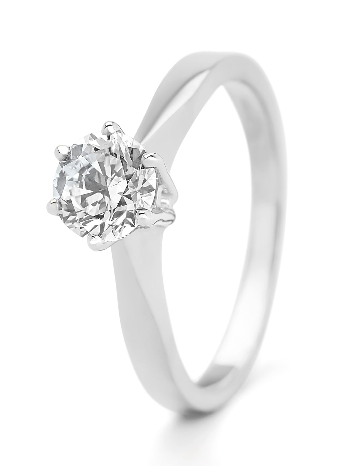 Witgouden solitairring, 0.87 ct diamant, Groeibriljant