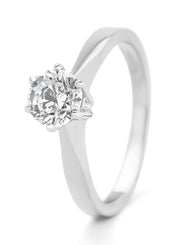 Witgouden solitairring, 0.87 ct diamant, Groeibriljant