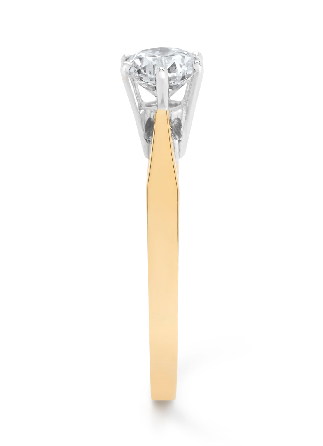 Geelgouden solitairring, 0.89 ct diamant, Groeibriljant