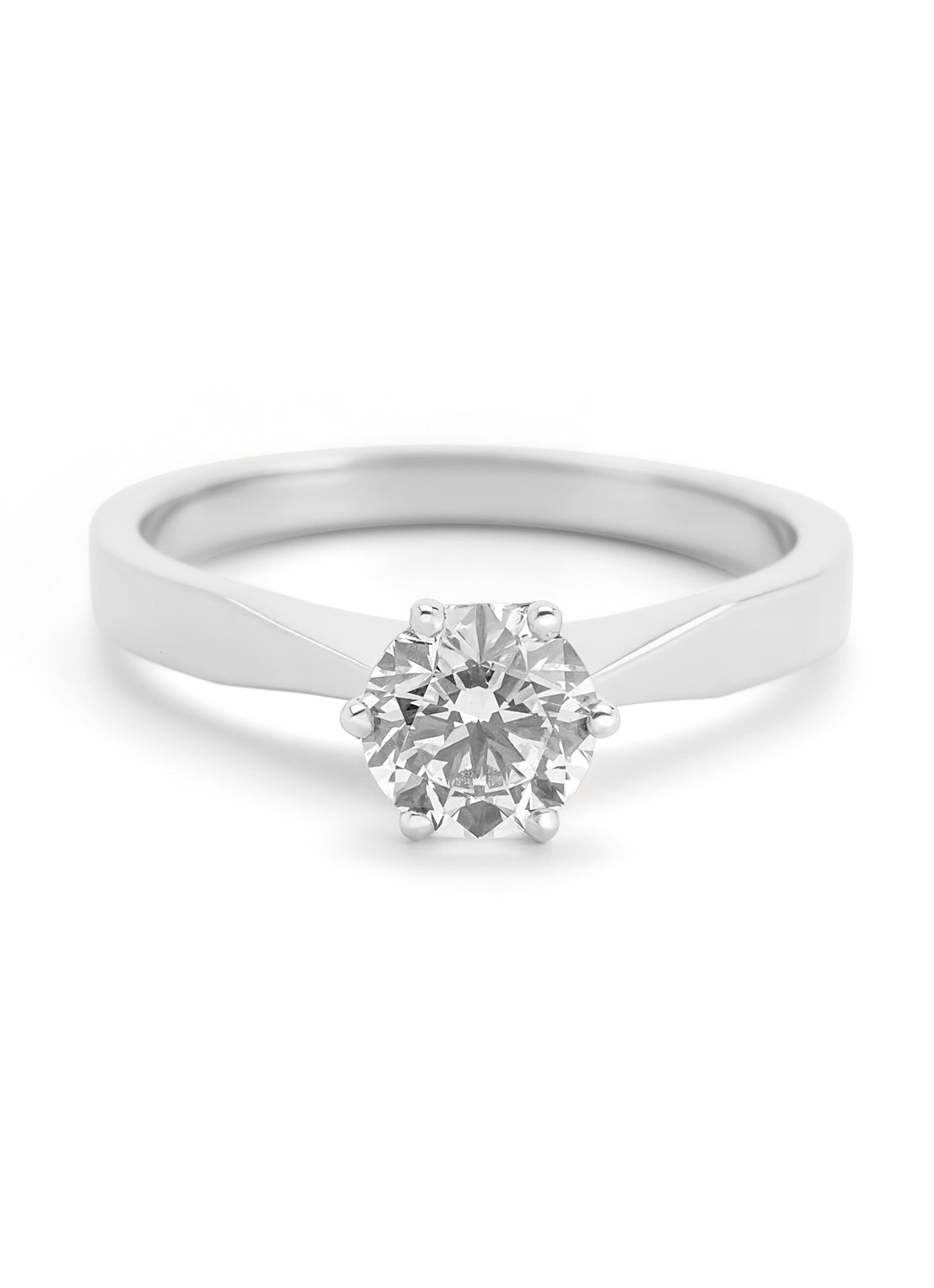 Witgouden solitairring, 0.93 ct diamant, Groeibriljant