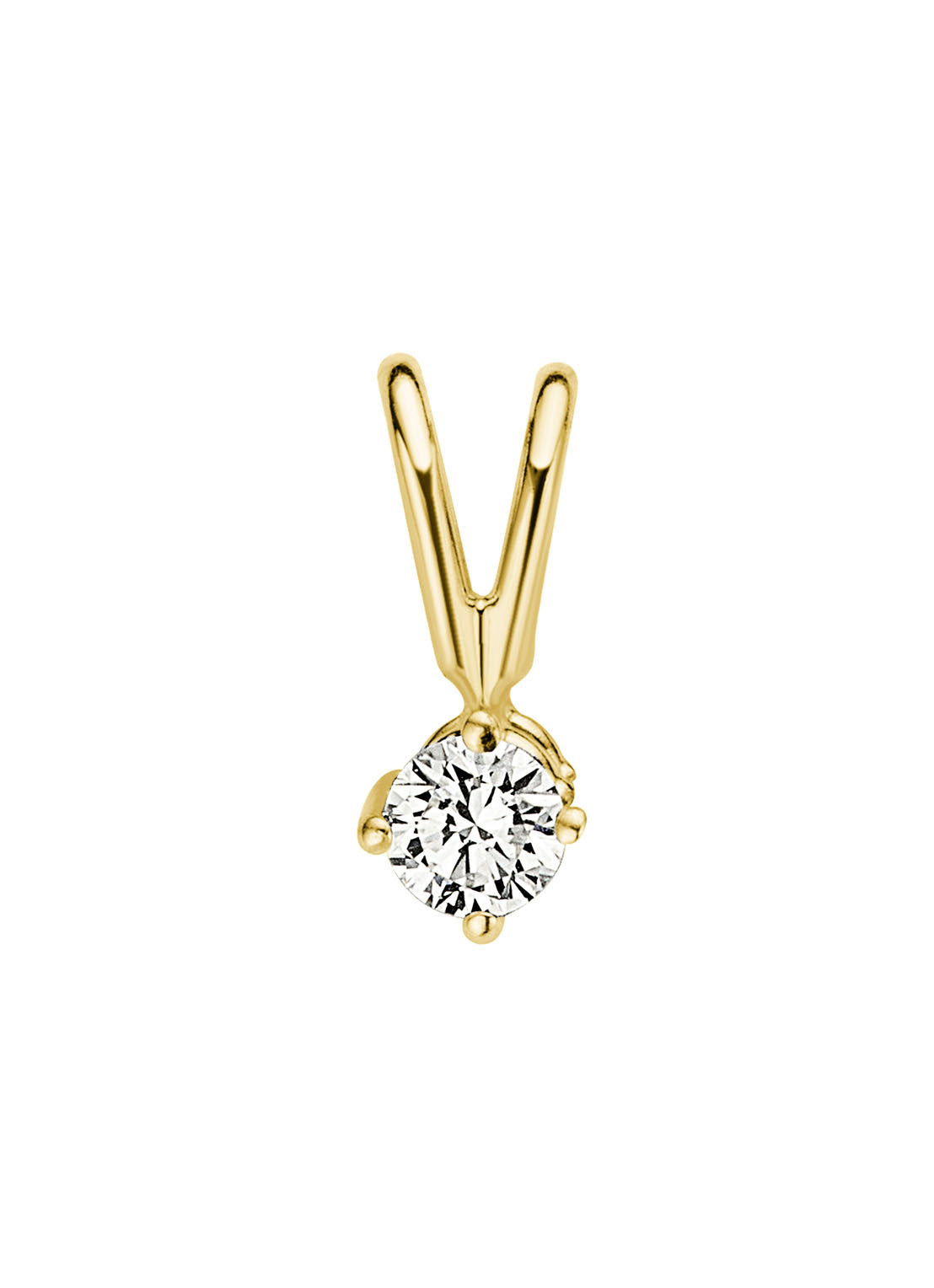 Yellow gold pendant, 0.08 ct diamond, Groeibriljant