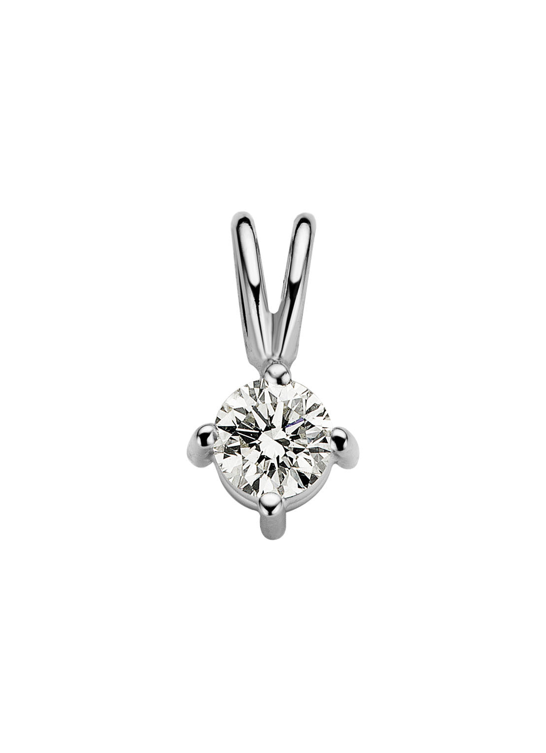 White gold pendant, 0.18 ct diamond, Groeibriljant