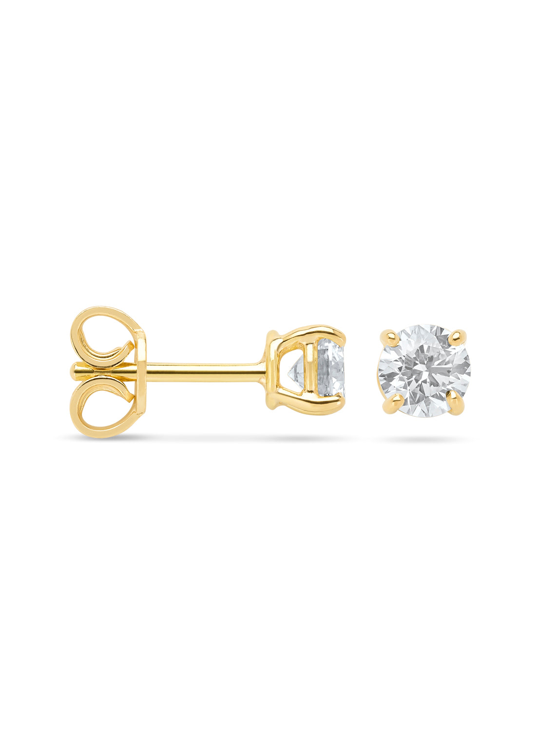 Yellow gold solitaire earstekers, 0.86 ct diamond, Groeibriljant