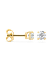 Yellow gold solitaire earstekers, 0.90 ct diamond, Groeibriljant