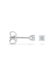 White gold solitary ear plugs, 0.10 ct diamond, Groeibriljant