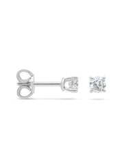 Witgouden solitair oorstekers, 0.42 ct diamant, Groeibriljant