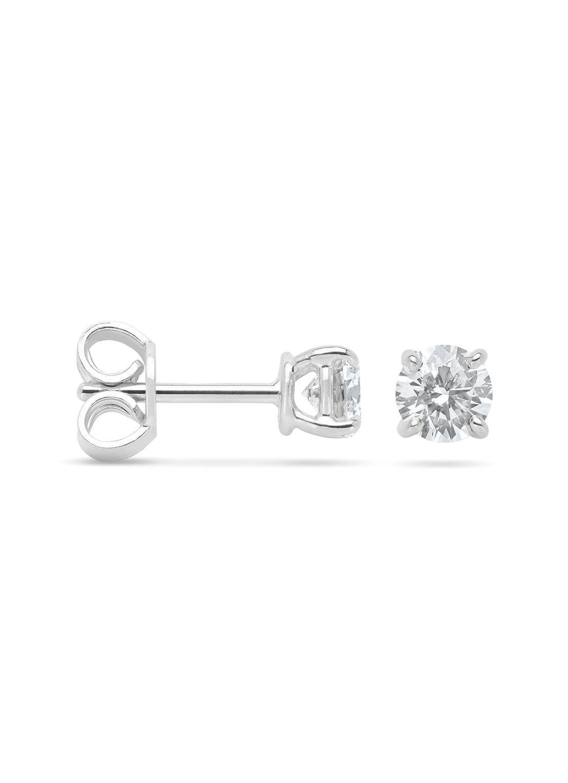 Witgouden solitair oorstekers, 0.74 ct diamant, Groeibriljant