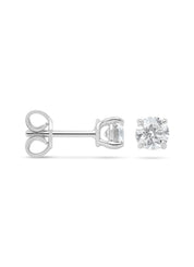 White gold solitary ear plugs, 0.86 ct diamond, Groeibriljant
