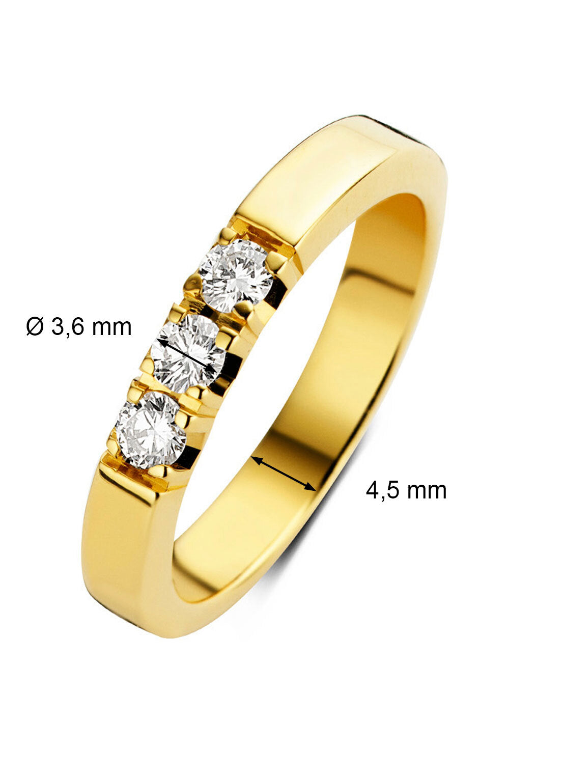 Geelgouden alliance ring, 0.48 ct diamant, Groeibriljant