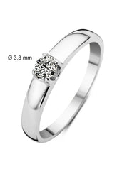 Witgouden solitairring, 0.23 ct diamant, Groeibriljant
