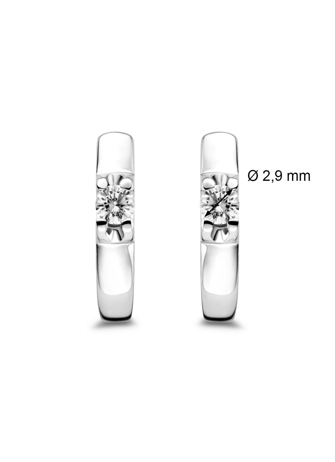 Witgouden solitair oorstekers, 0.18 ct diamant, Groeibriljant