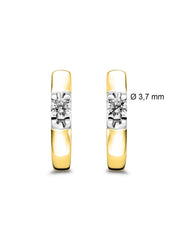 Geelgouden solitair oorstekers, 0.36 ct diamant, Groeibriljant