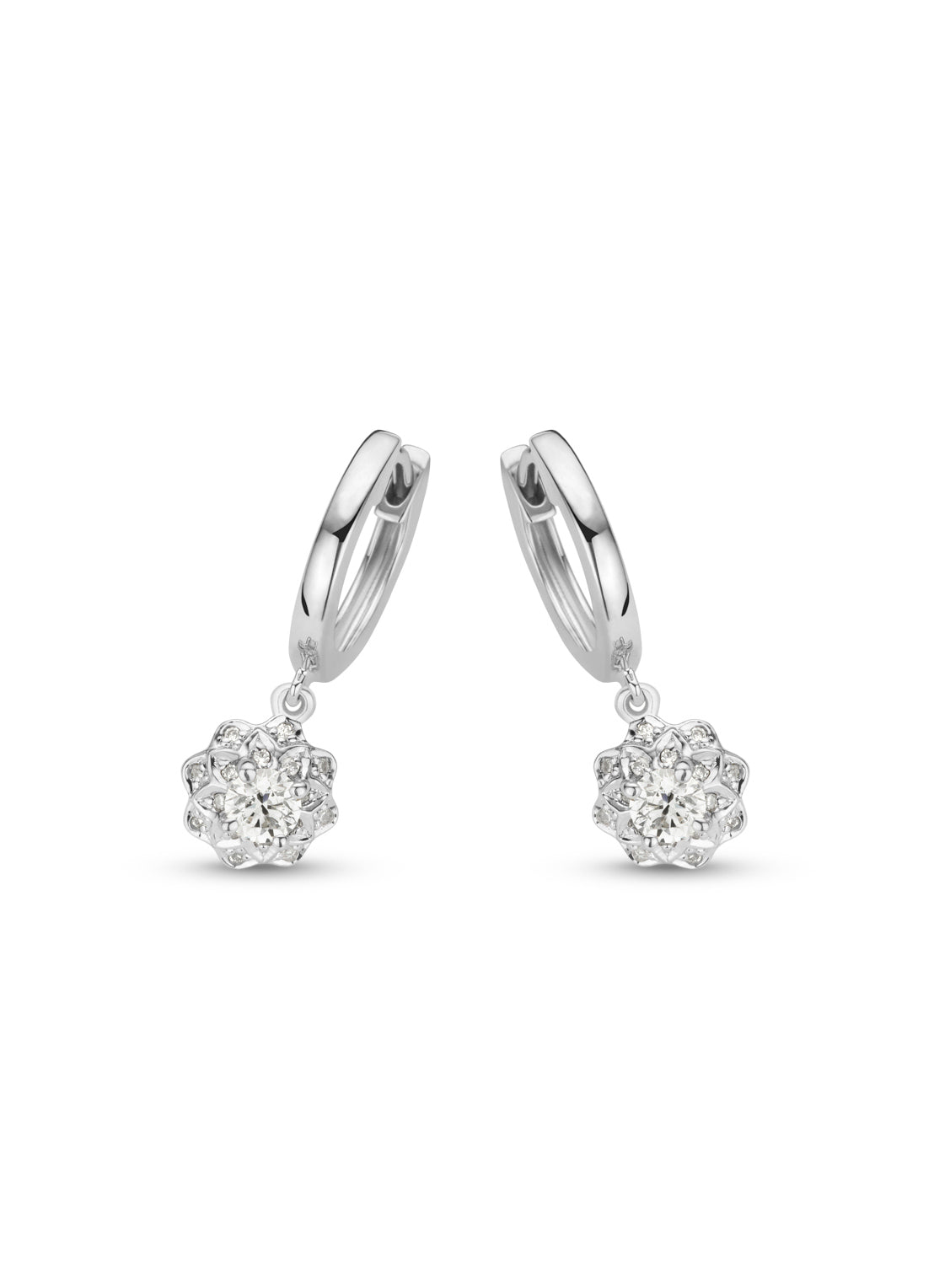 White gold ear jewelry, 0.36 CT Diamond, Hearts & Arrows