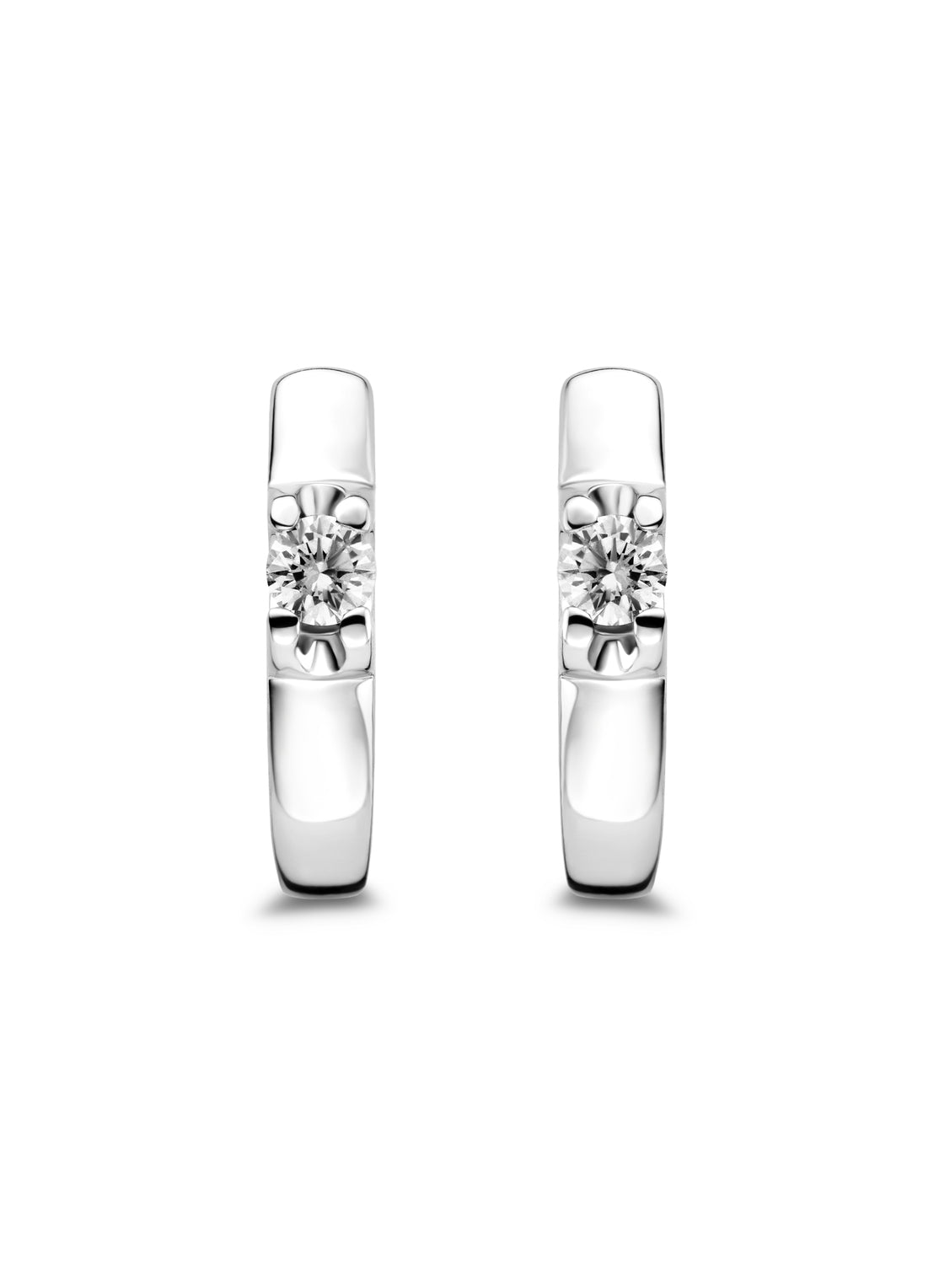 Witgouden solitair oorstekers, 0.64 ct diamant, Groeibriljant
