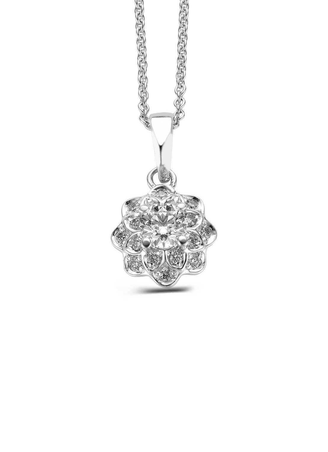 White gold pendant, 0.79 CT Diamant, Hearts & Arrows