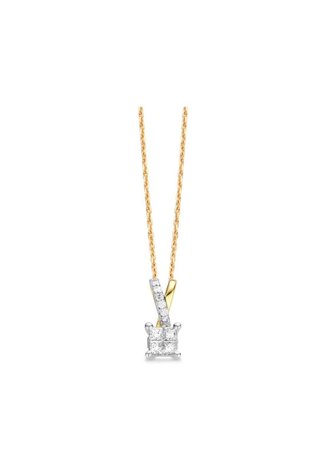 Gouden hanger, 0.27 ct diamant, Fourever