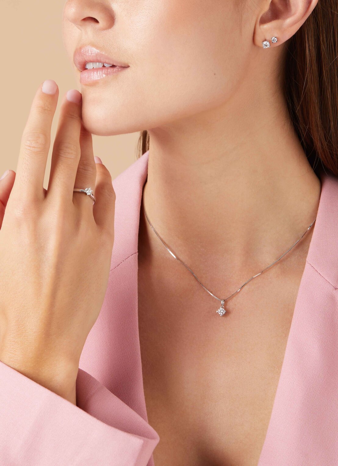 White gold pendant, 0.30 CT Diamant, Hearts & Arrows